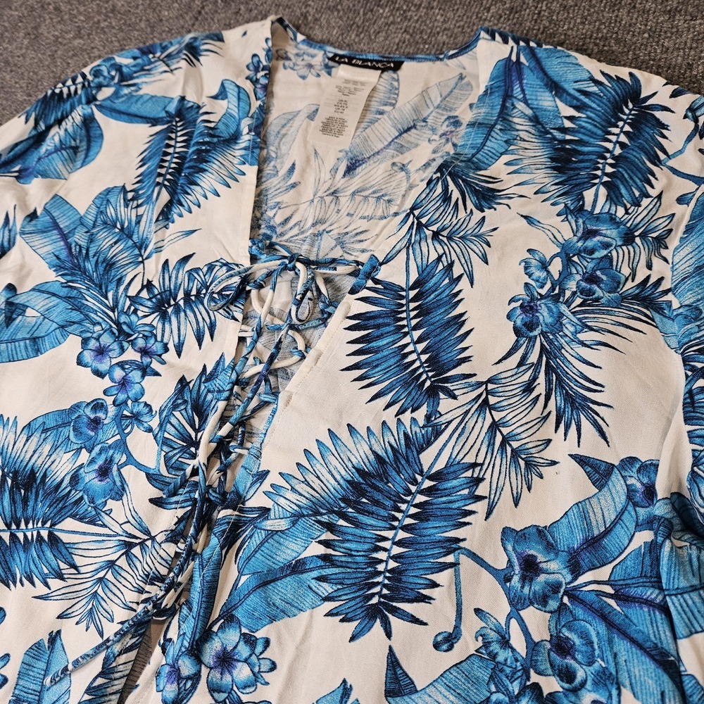 La Blanca Swim Beach Cover Up Tropical Resortwear XL Blue